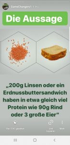 Protein aus Linsen oder einem Erdnussbuttersandwich